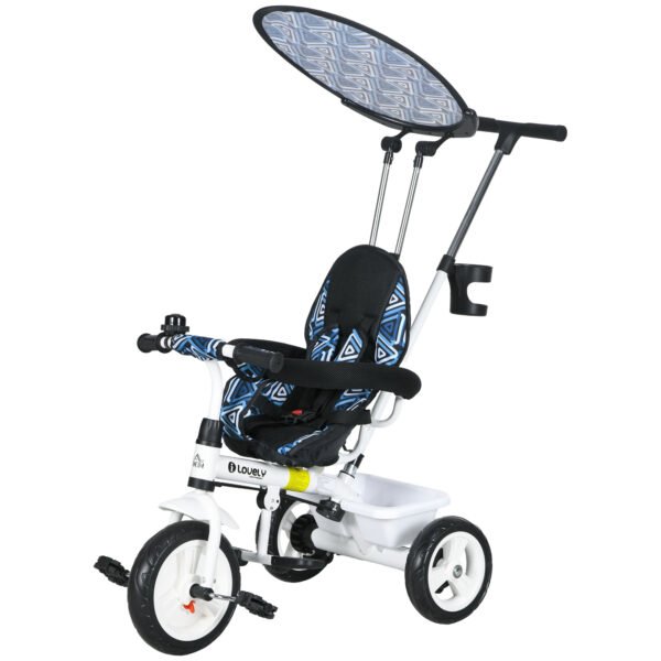 6 in 1 Tricycle for Kids w 5-point harness straps Removable Canopy Handle for 1.5+ year
