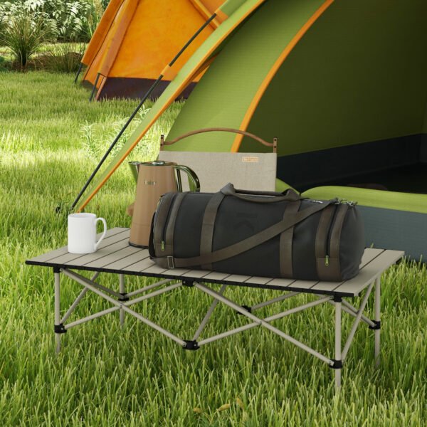Aluminium Folding Picnic Table, Lightweight, Portable with Roll Up Top and Carry Bag for Outdoor Adventures, Cooking, Hiking - Image 9
