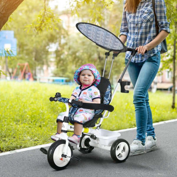 6 in 1 Tricycle for Kids w 5-point harness straps Removable Canopy Handle for 1.5+ year - Image 2