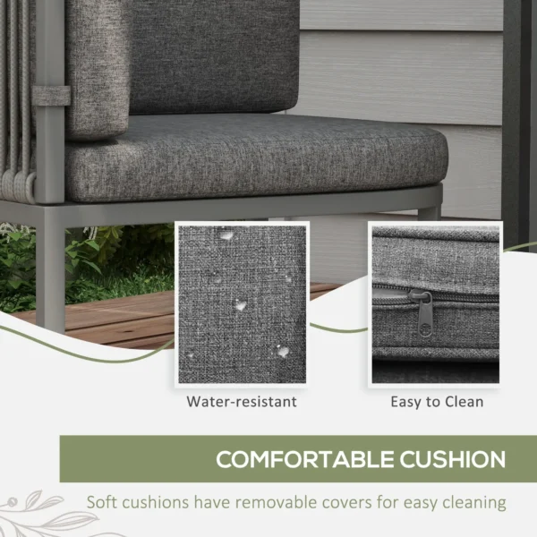 Rattan Dining Set Space-saving Design Garden Furniture with Stone Composite Board Top for Indoor&Outdoor - Image 9