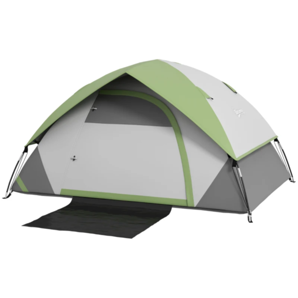 Camping Tent Three Man Single Room Dome Tent with Accessories Green/Grey - Image 12