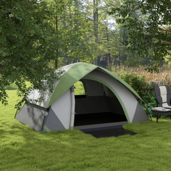 Camping Tent Three Man Single Room Dome Tent with Accessories Green/Grey - Image 3