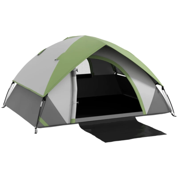 Camping Tent Three Man Single Room Dome Tent with Accessories Green/Grey