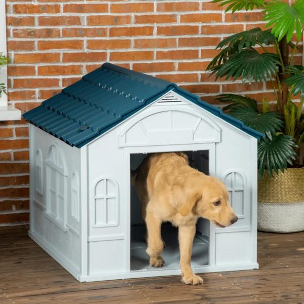 Weatherproof Dog House Plastic Pet Kennel Outdoor Puppy Shelter for Large Dogs - Image 2