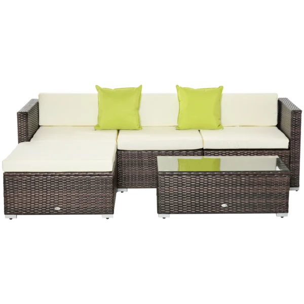 Rattan Sofa Set Garden Outdoor Sectional Sofa Coffee Table Patio Furniture-Brown