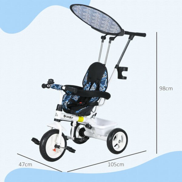 6 in 1 Tricycle for Kids w 5-point harness straps Removable Canopy Handle for 1.5+ year - Image 3