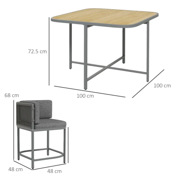 Rattan Dining Set Space-saving Design Garden Furniture with Stone Composite Board Top for Indoor&Outdoor - Image 11