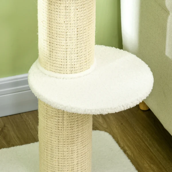 2 Tier Cat Tree with Basket Cushion Sisal Post Cream White - Image 6