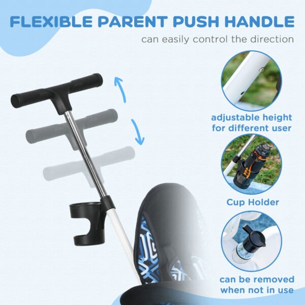 6 in 1 Tricycle for Kids w 5-point harness straps Removable Canopy Handle for 1.5+ year - Image 6