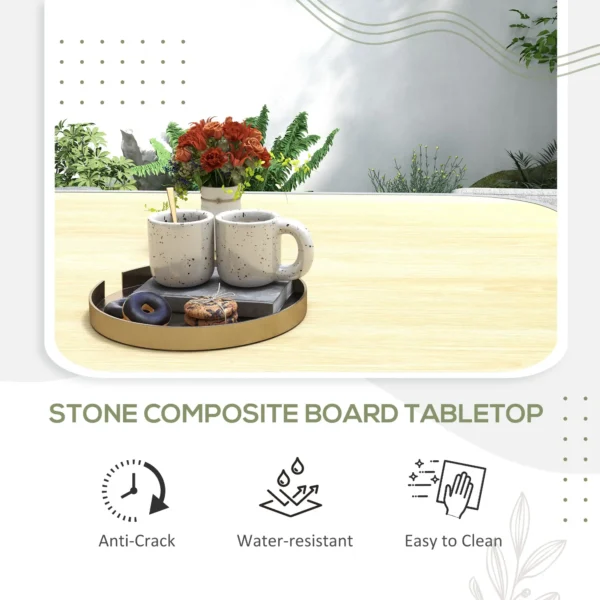 Rattan Dining Set Space-saving Design Garden Furniture with Stone Composite Board Top for Indoor&Outdoor - Image 8