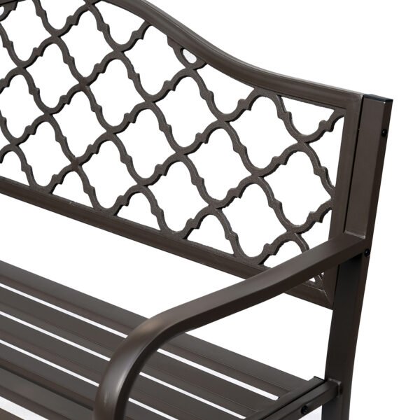 Outdoor Garden Bench Antique Style Cast Iron 2 Seater Patio Porch Brown - Image 8
