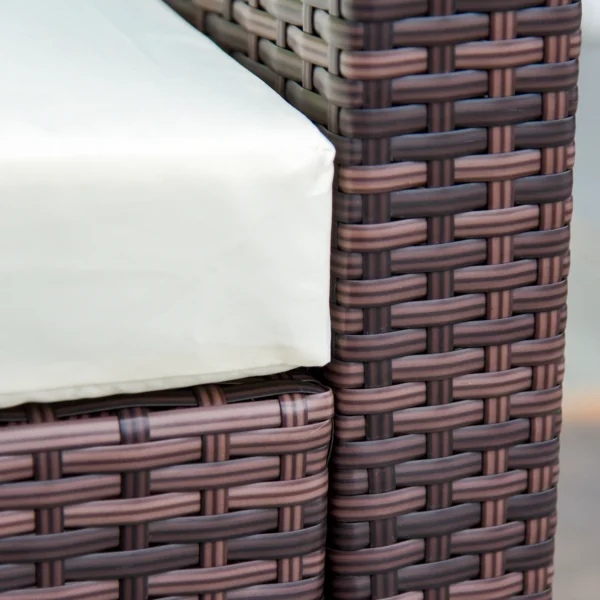 Rattan Sofa Set Garden Outdoor Sectional Sofa Coffee Table Patio Furniture-Brown - Image 6