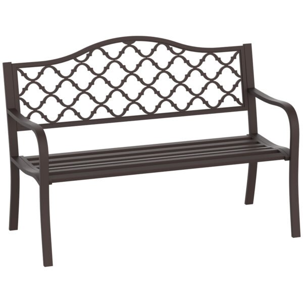 Outdoor Garden Bench Antique Style Cast Iron 2 Seater Patio Porch Brown