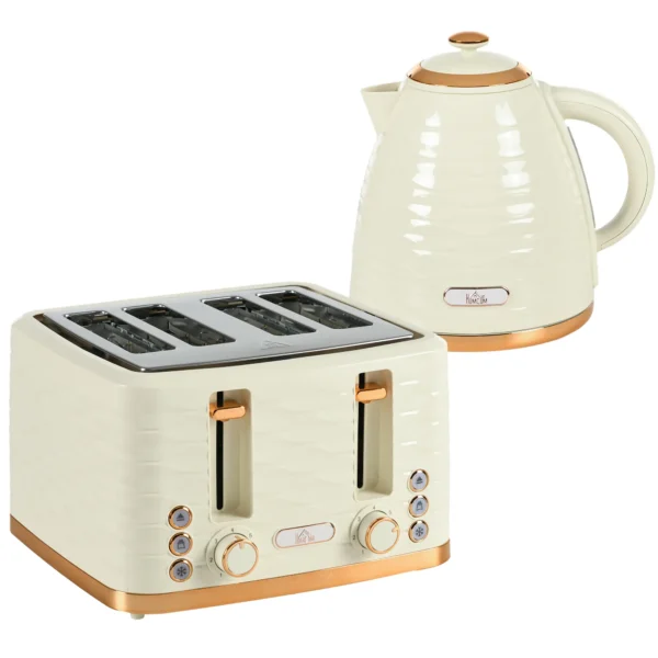 Kettle and Toaster Sets 1.7L Kettle & 4 Slice Toaster w/ Browning Control Beige