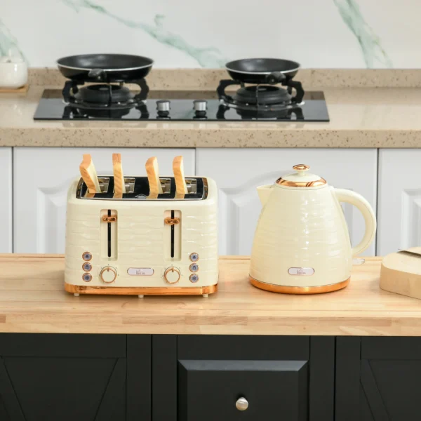 Kettle and Toaster Sets 1.7L Kettle & 4 Slice Toaster w/ Browning Control Beige - Image 6