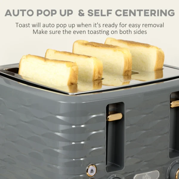 Kettle and Toaster Sets 1.7L Kettle & 4 Slice Toaster w/ Browning Control Grey - Image 6