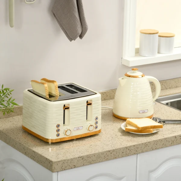 Kettle and Toaster Sets 1.7L Kettle & 4 Slice Toaster w/ Browning Control Beige - Image 2