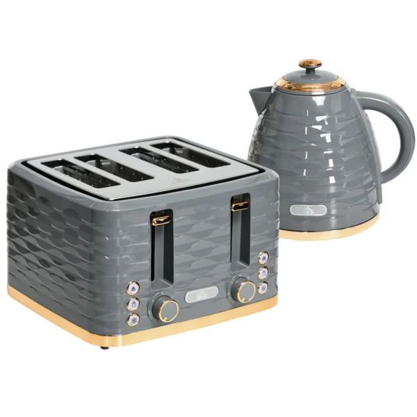 Kettle and Toaster Sets 1.7L Kettle & 4 Slice Toaster w/ Browning Control Grey