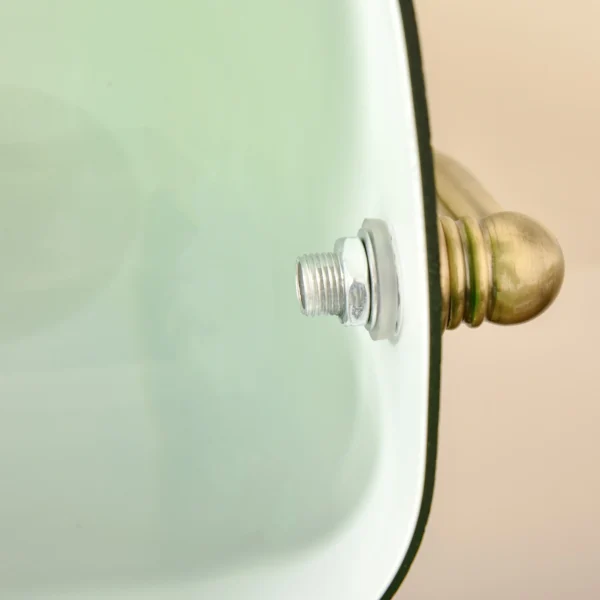 Banker's Table Lamp Green Glass Shade with Antique Bronze Base - Image 9