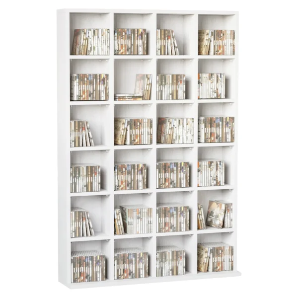CD DVD Media Storage Rack Wooden Shelf Unit Wood Shelves Tower Display, White - Image 11