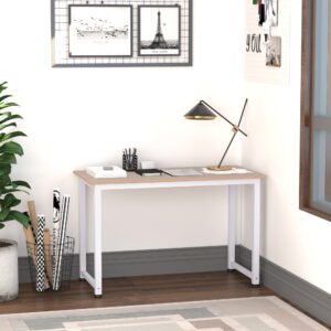 Alternative view of Computer Desk, Writing Table, 120 x 60 x 76cm Workstation for Home Office, Study with Metal Frame, Simple Assembly, White