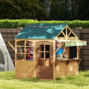 Alternative view of Wooden Playhouse for Kids, Foldable Windows, Working Door and Service Stations
