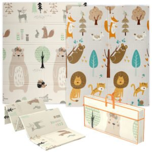Foldable Baby Floor Play Mat Double-Sided Waterproof Non-Slip Reversible