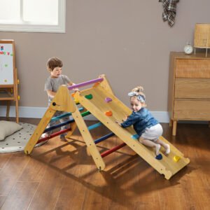 Alternative view of Toddler Climbing Frame for Kids, 3-in-1 Wooden Pikler Triangle Set for 18-48 Months
