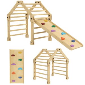 Kids Climbing Set Indoor with Sliding Ramp, Foldable design for 2-6 Years Old