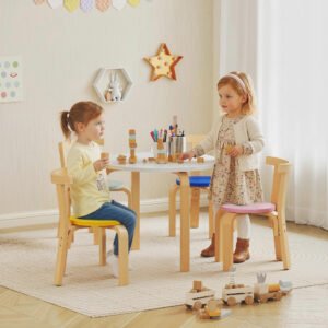 Alternative view of 5 Piece Kids Table and Chairs Set, Wooden Toddler Activity Table & Chairs Set