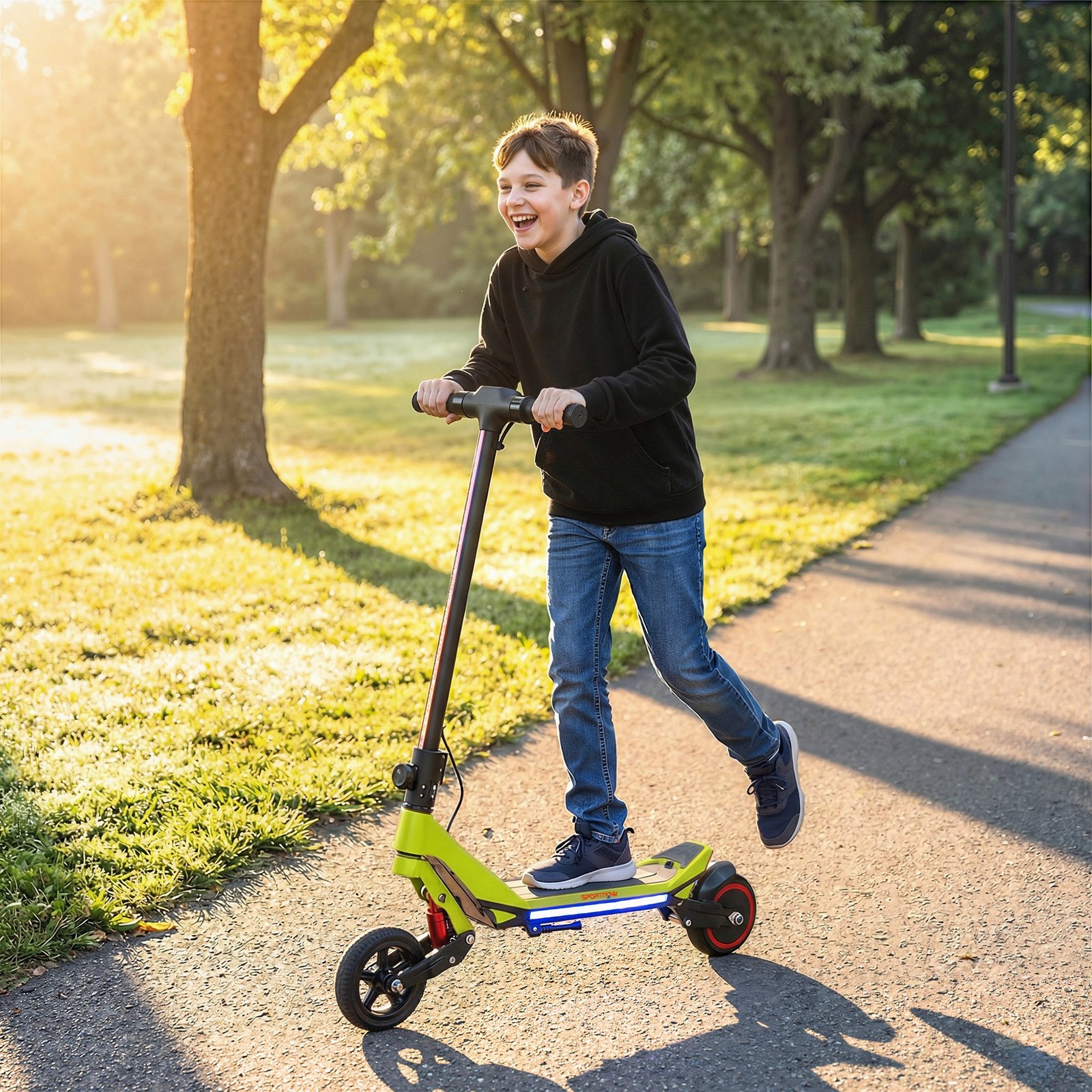 Electric Scooter for Kids, Foldable E Scooter for Age Age 6+ Green - Image 2