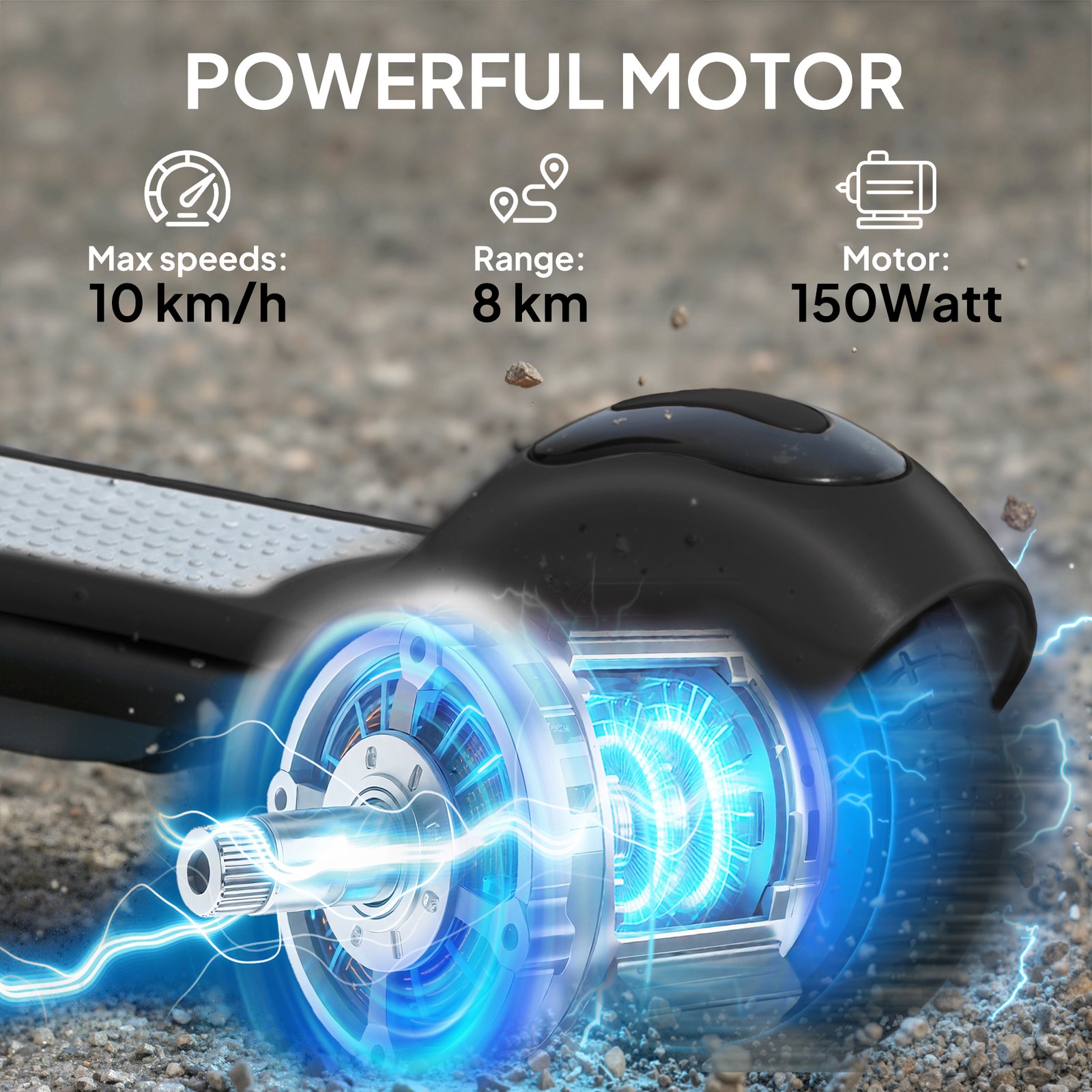 Electric Scooter, Lightweight Kids Scooter with LED Display, Black - Image 5