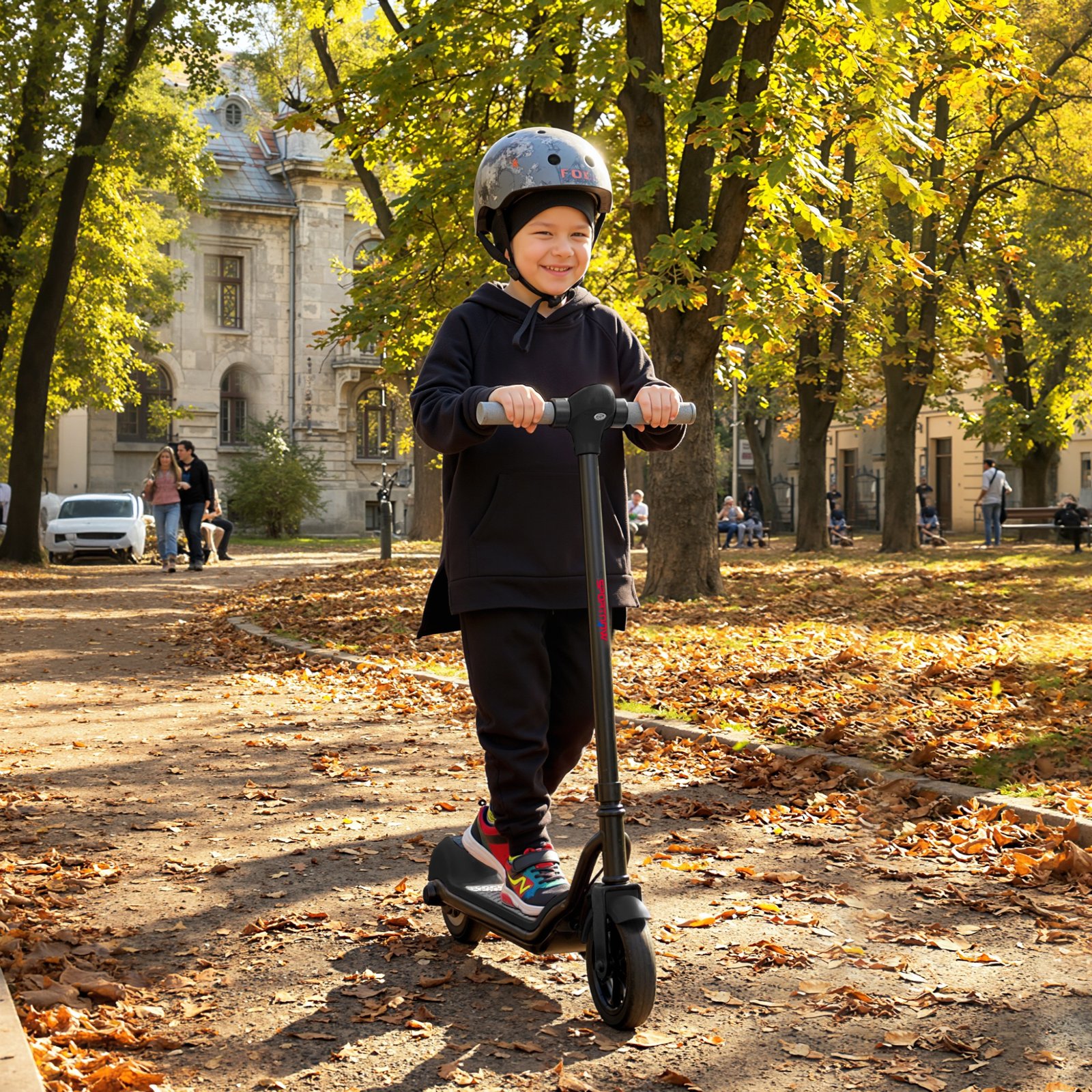 Electric Scooter, Lightweight Kids Scooter with LED Display, Black - Image 9