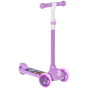 Kids 3 Wheel Scooter (2–6 Years) – Adjustable Height, LED Light Wheels, TPE Handlebar, Purple Scooter