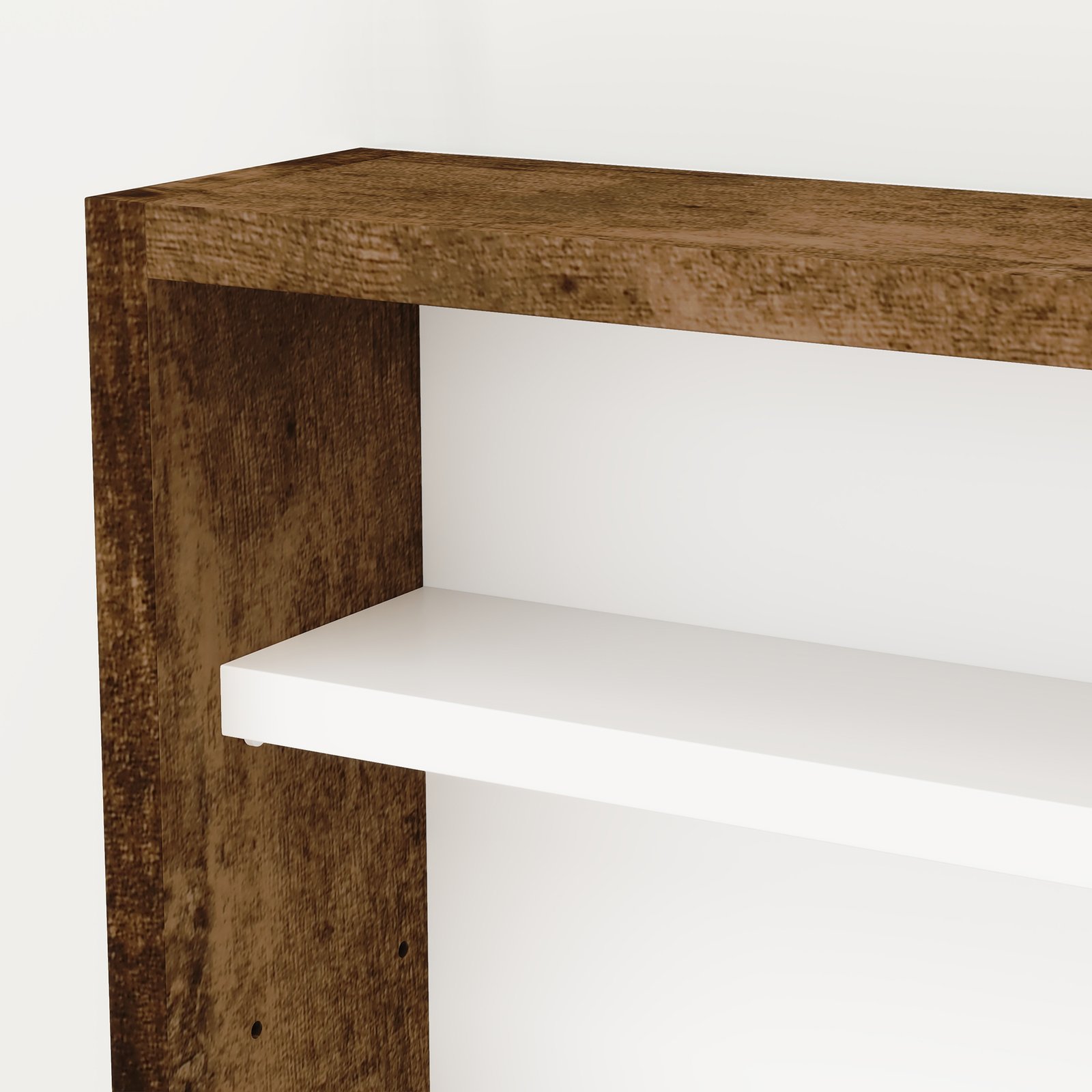 Wall Mounted Display Cabinet with Glass Doors – 5 Tier Wooden Display Unit with Adjustable Shelves for Living Room, Office & Ornaments (60x80cm, Rustic Brown) - Image 8