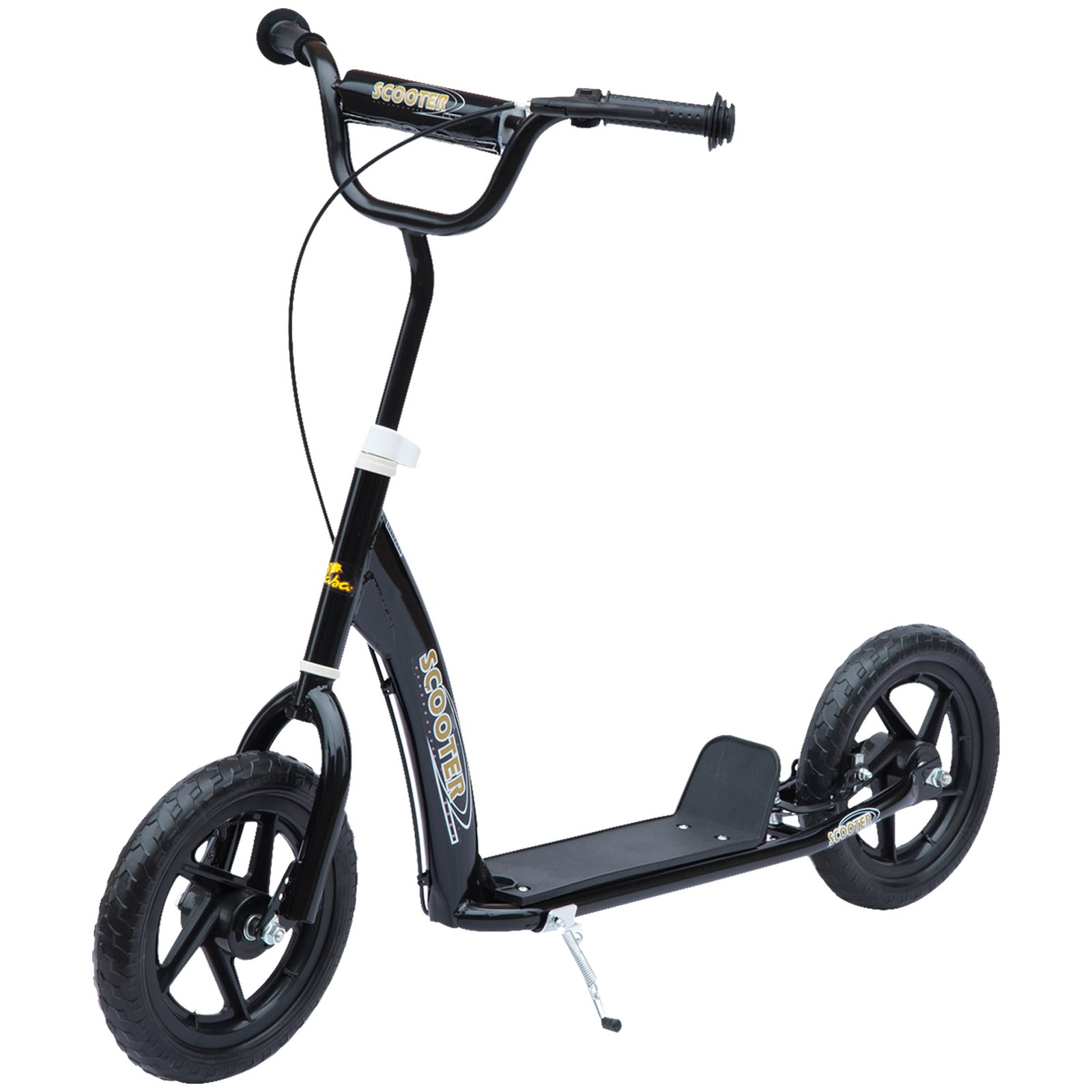 Black Kids Kick Scooter with Adjustable Handlebar & 12” EVA Tyres – Big Wheel Scooter for Ages 5–12 with Rear Brake