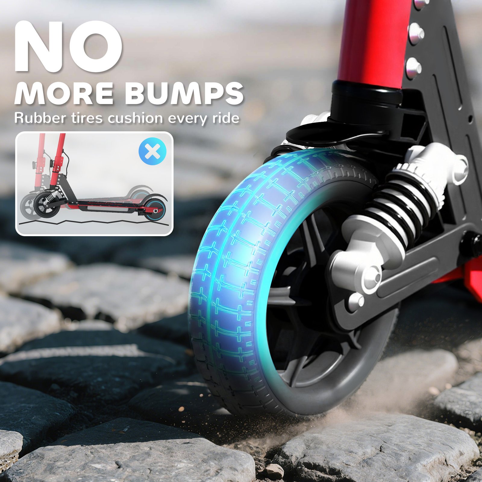 Foldable Electric Scooter for Kids – Dual Brakes, Front Suspension, Colourful LED Lights, Red Scooter - Image 8