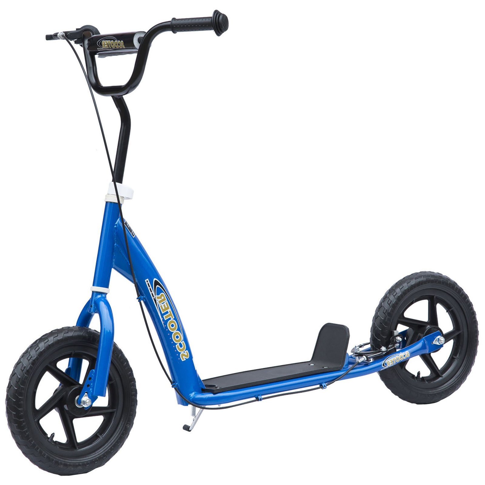 Blue Kids Kick Scooter with Adjustable Handlebar & 12” EVA Tyres – Big Wheel Scooter for Ages 5–12 with Rear Brake