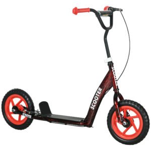 Adjustable Kids Kick Scooter – Non-Slip Deck, Rear Brake, Kickstand, Red Scooter
