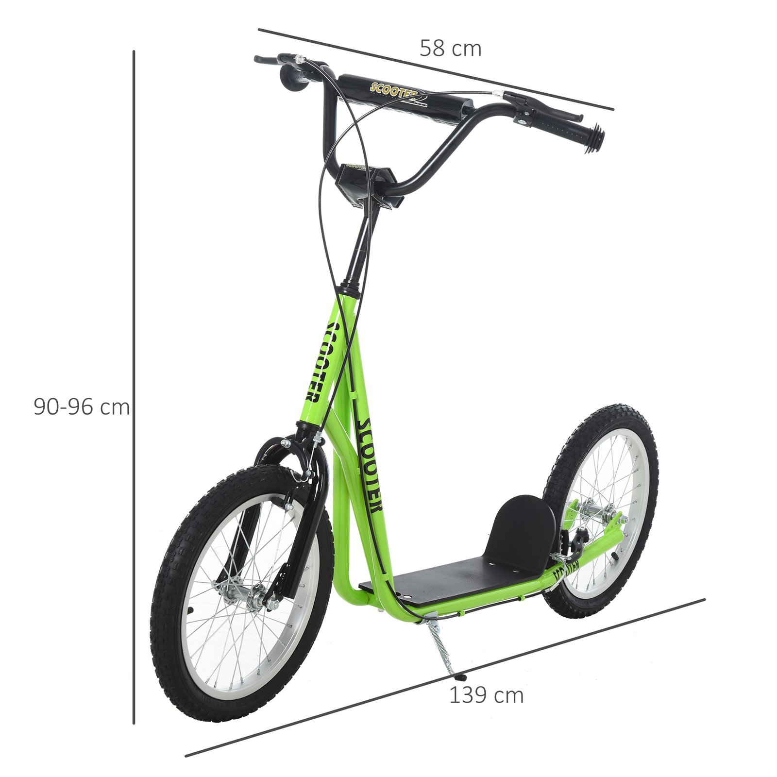 Adjustable Kids Kick Scooter (Ages 5+) – Anti-Slip Deck, Dual Brakes, Rubber Tyres, Green Scooter - Image 3