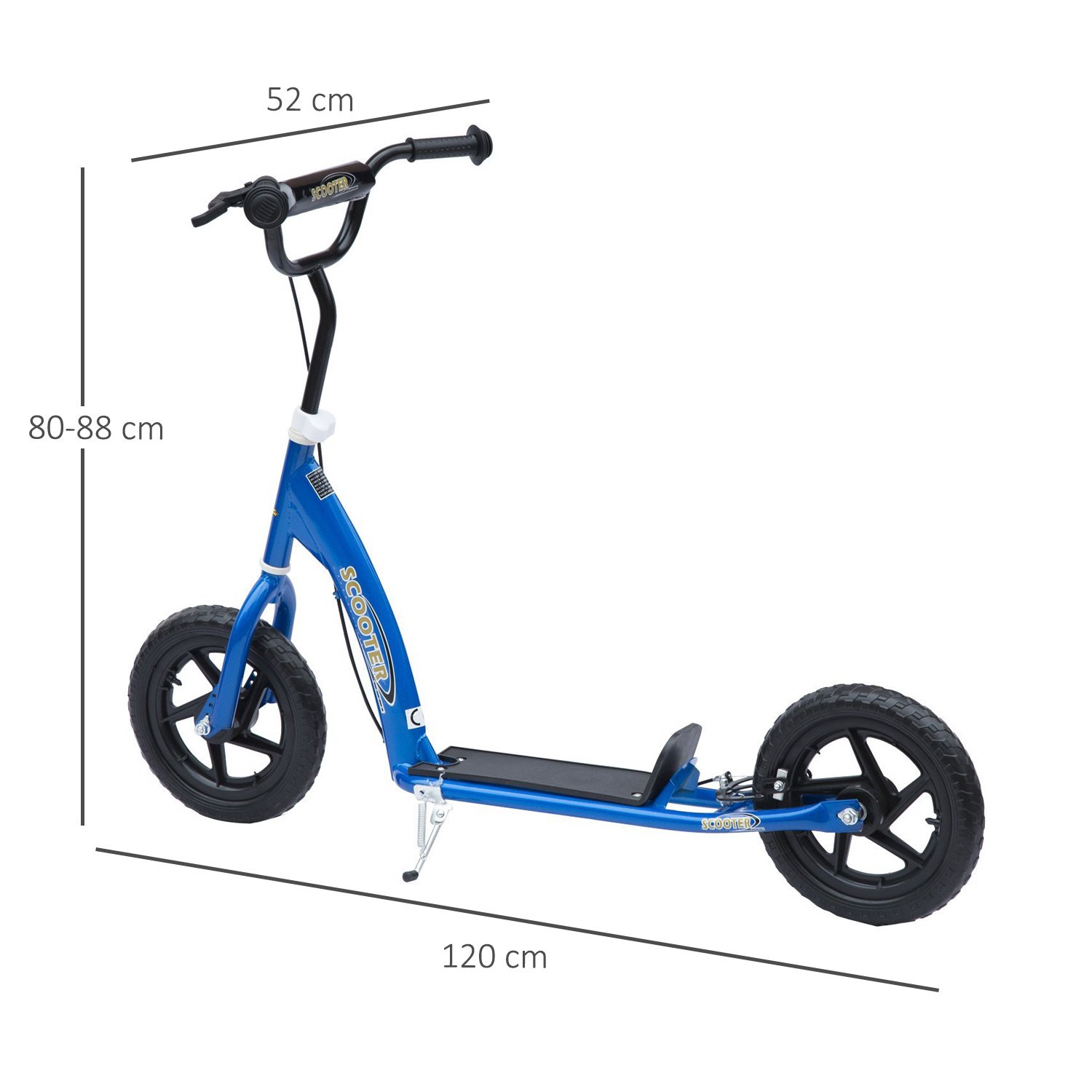 Blue Kids Kick Scooter with Adjustable Handlebar & 12” EVA Tyres – Big Wheel Scooter for Ages 5–12 with Rear Brake - Image 3
