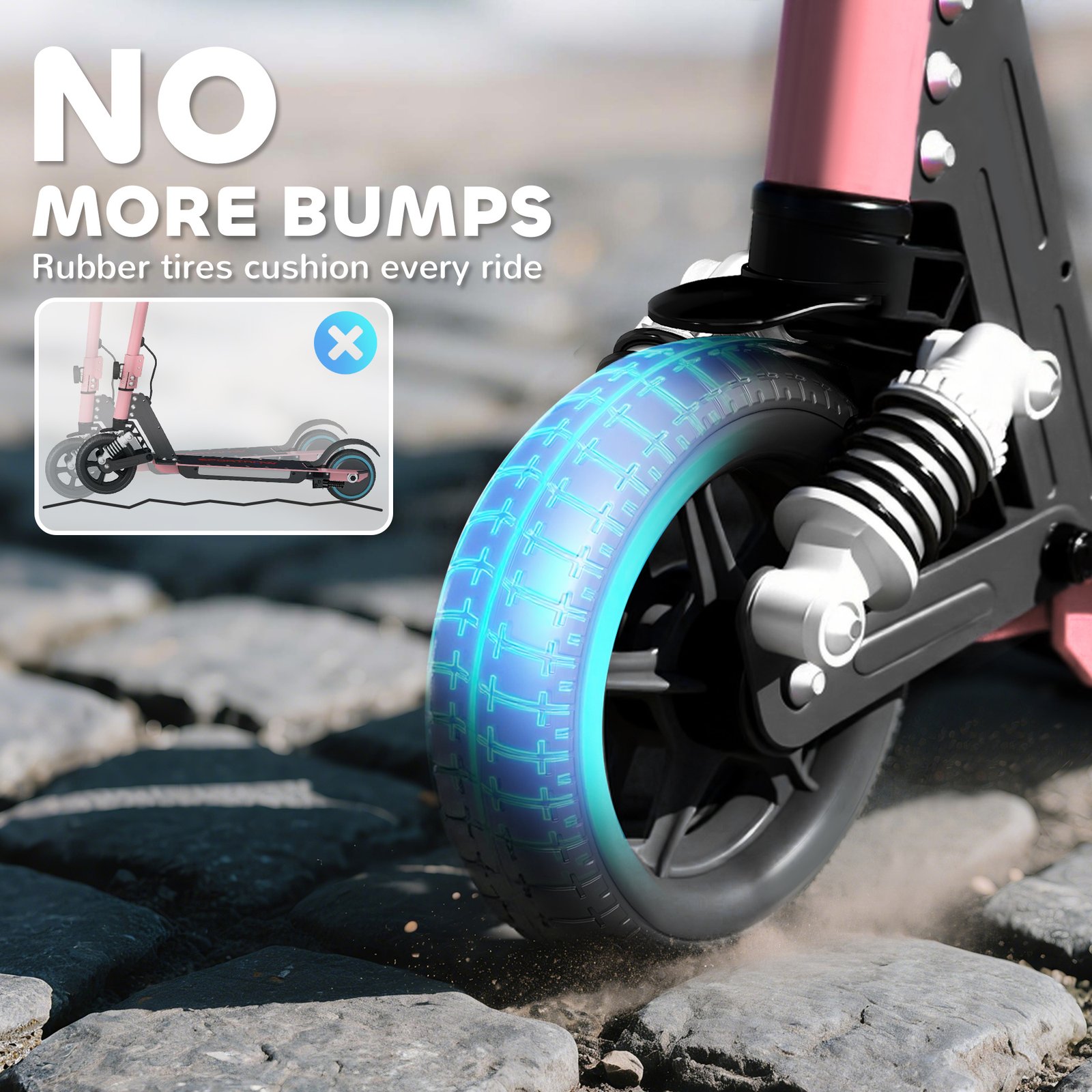 Foldable Electric Scooter for Kids – Dual Brakes, Front Suspension, Colourful LED Lights, Pink Scooter - Image 8