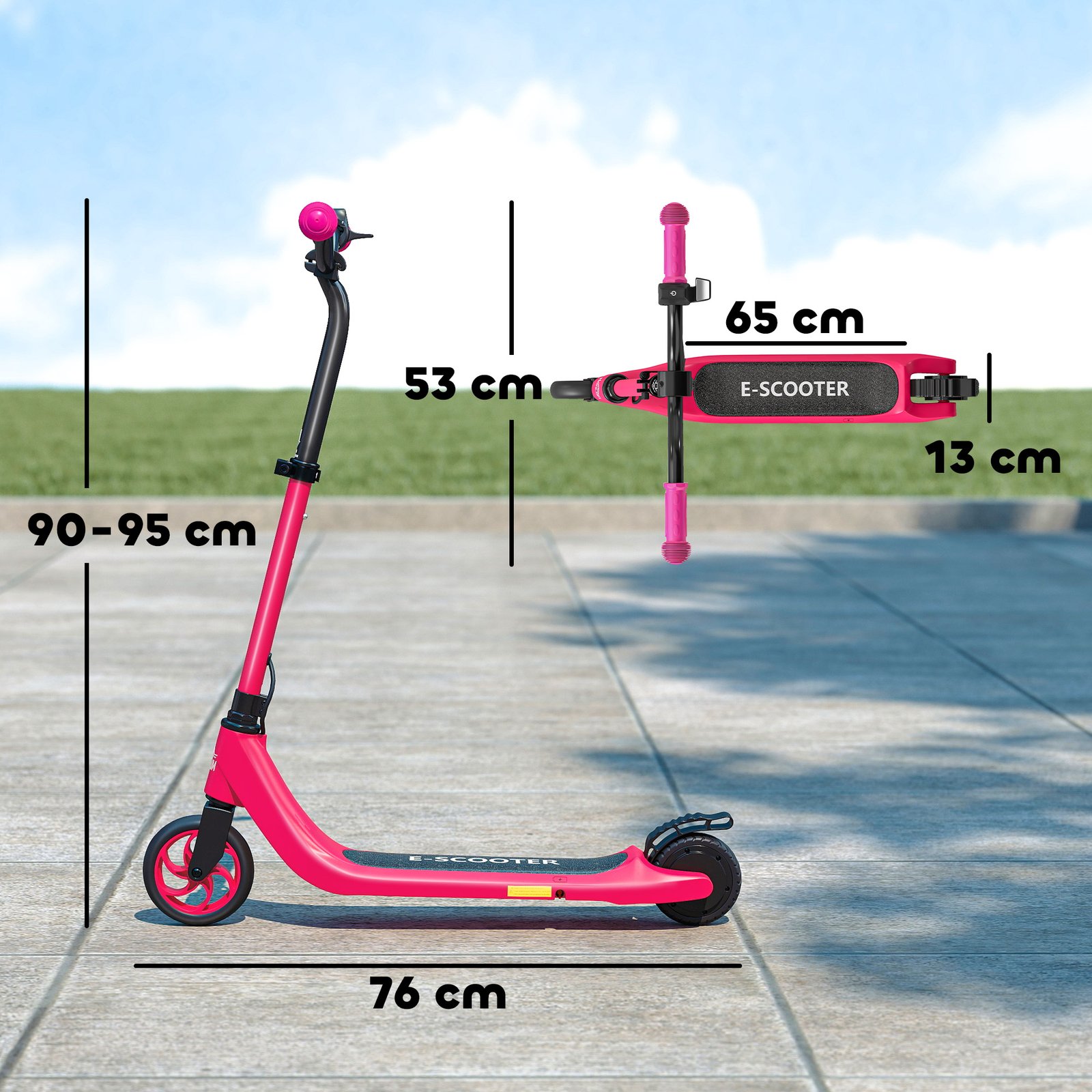 Foldable Electric Scooter for Kids 6+ – Adjustable Height, 8 km/h Max Speed, 6 km Range, Pink E-Scooter - Image 3