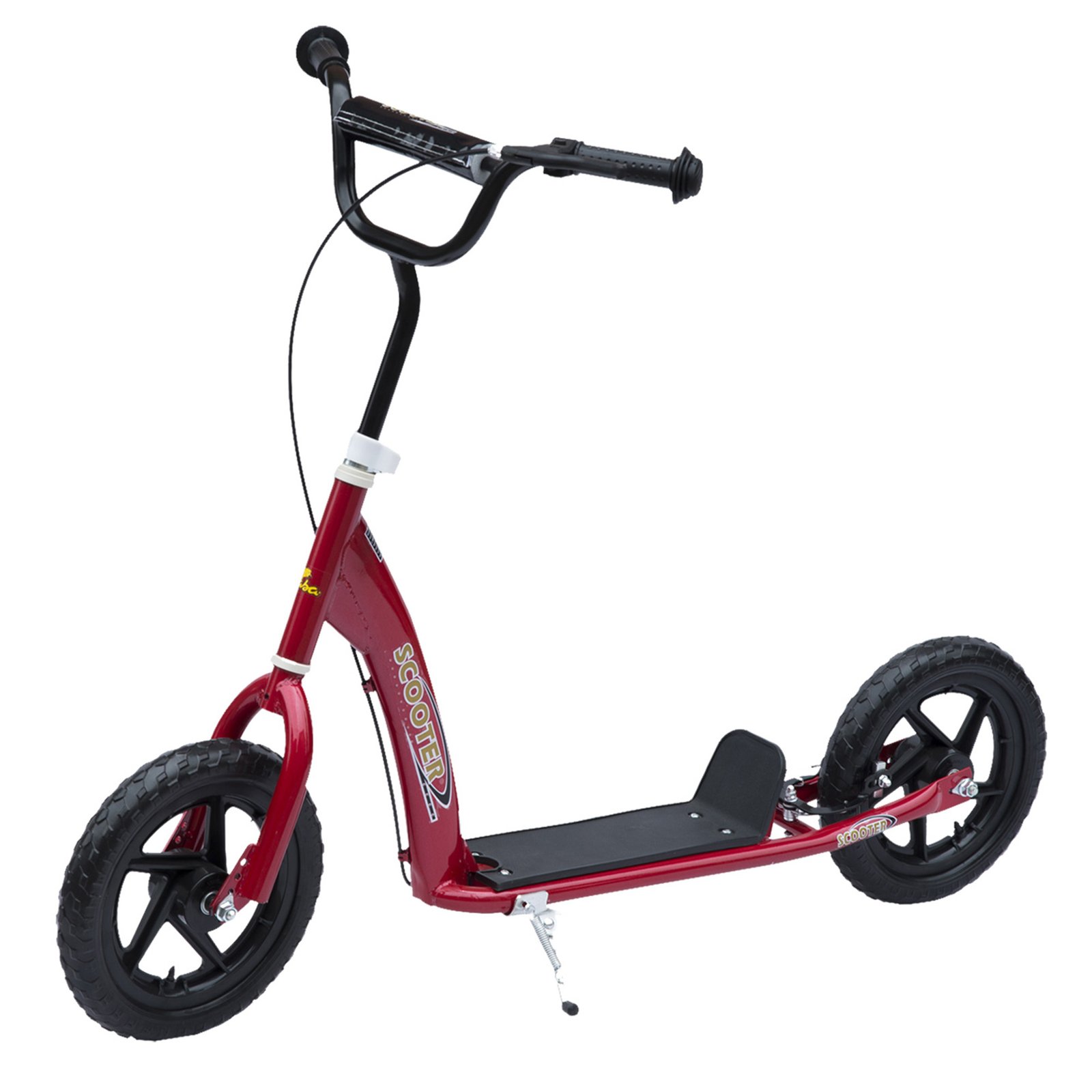 Red Kids Kick Scooter with Adjustable Handlebar & 12” EVA Tyres – Big Wheel Scooter for Ages 5–12 with Rear Brake