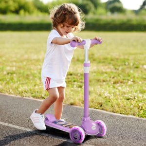 Alternative view of Kids 3 Wheel Scooter (2–6 Years) – Adjustable Height, LED Light Wheels, TPE Handlebar, Purple Scooter