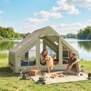 Alternative view of Inflatable 4 Person Camping Tent with Pump & Stove Jack, Waterproof Cabin Tent