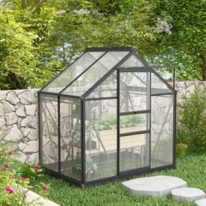 Alternative view of 6x4 ft Polycarbonate Walk-In Garden Greenhouse Aluminium Frame Slide Door Window