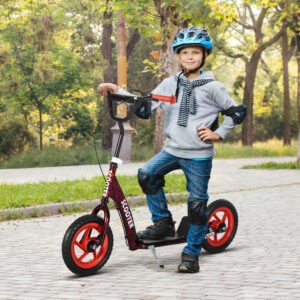 Alternative view of Adjustable Kids Kick Scooter – Non-Slip Deck, Rear Brake, Kickstand, Red Scooter