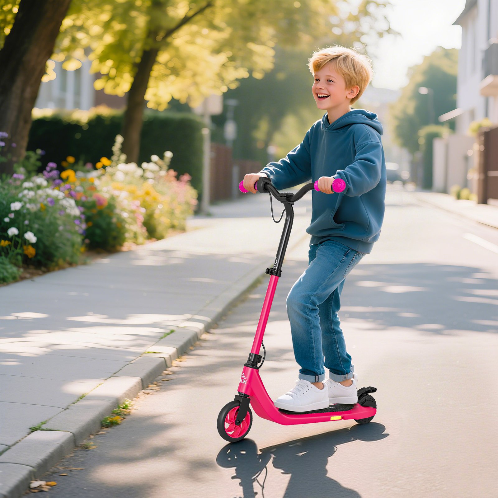 Foldable Electric Scooter for Kids 6+ – Adjustable Height, 8 km/h Max Speed, 6 km Range, Pink E-Scooter - Image 2