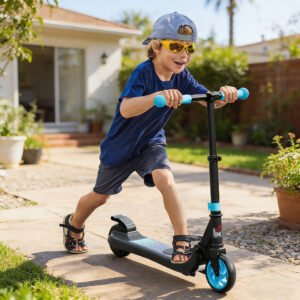 Alternative view of Folding Electric Scooter with Brake, for Ages 6+ Years, 8km/h Maximum Speed, Blue